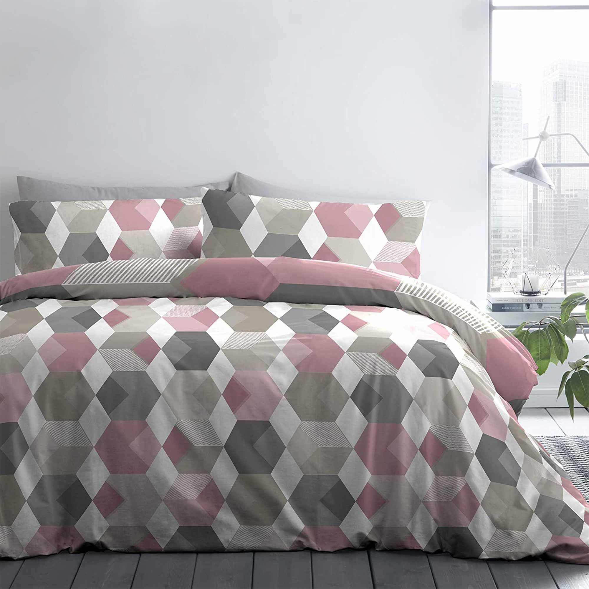 Fusion Hexagon Reversible Duvet Cover Set Pink Duvet Covers Meubles