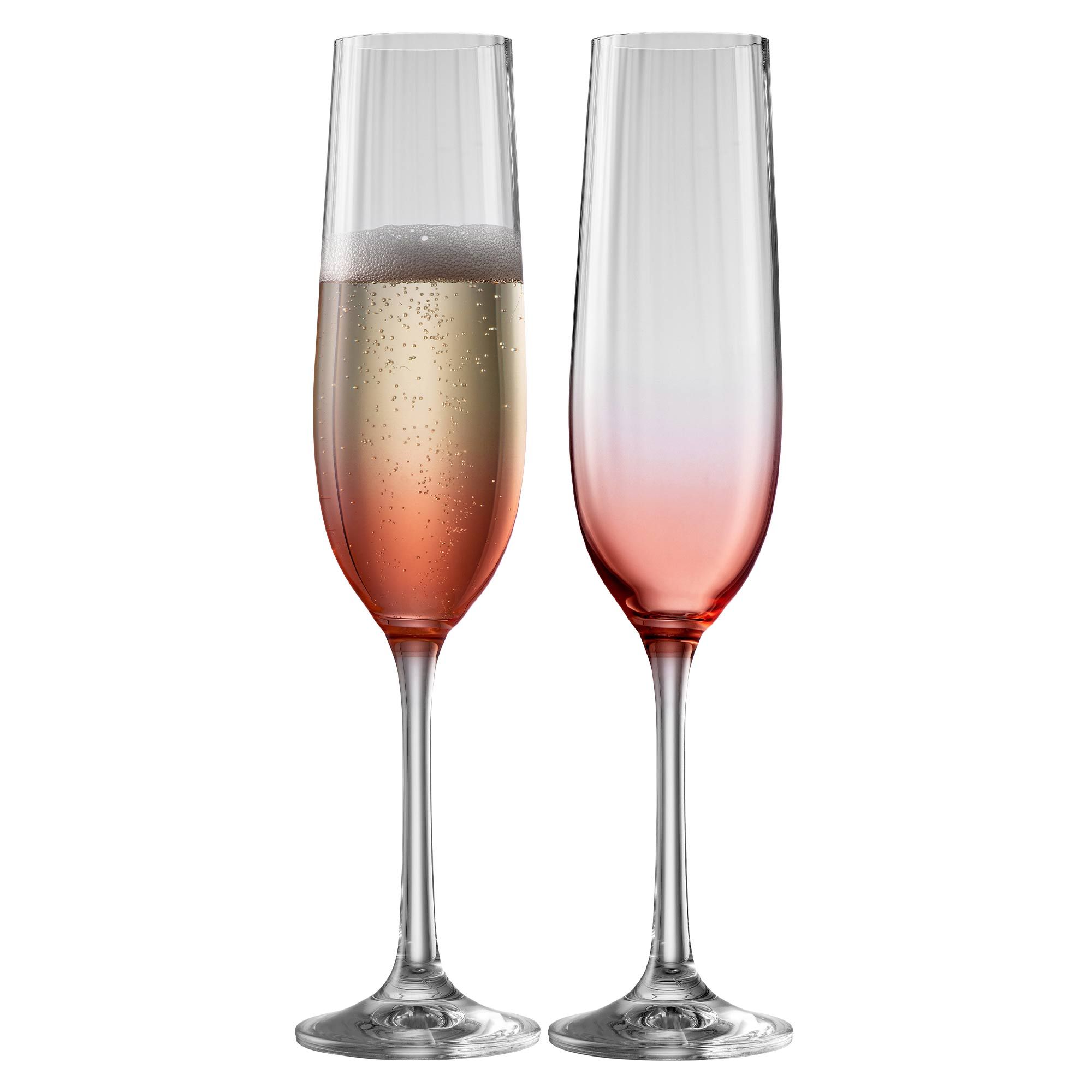 Galway Crystal Erne Champagne Flute Glasses Blush (Set Of 2) Meubles