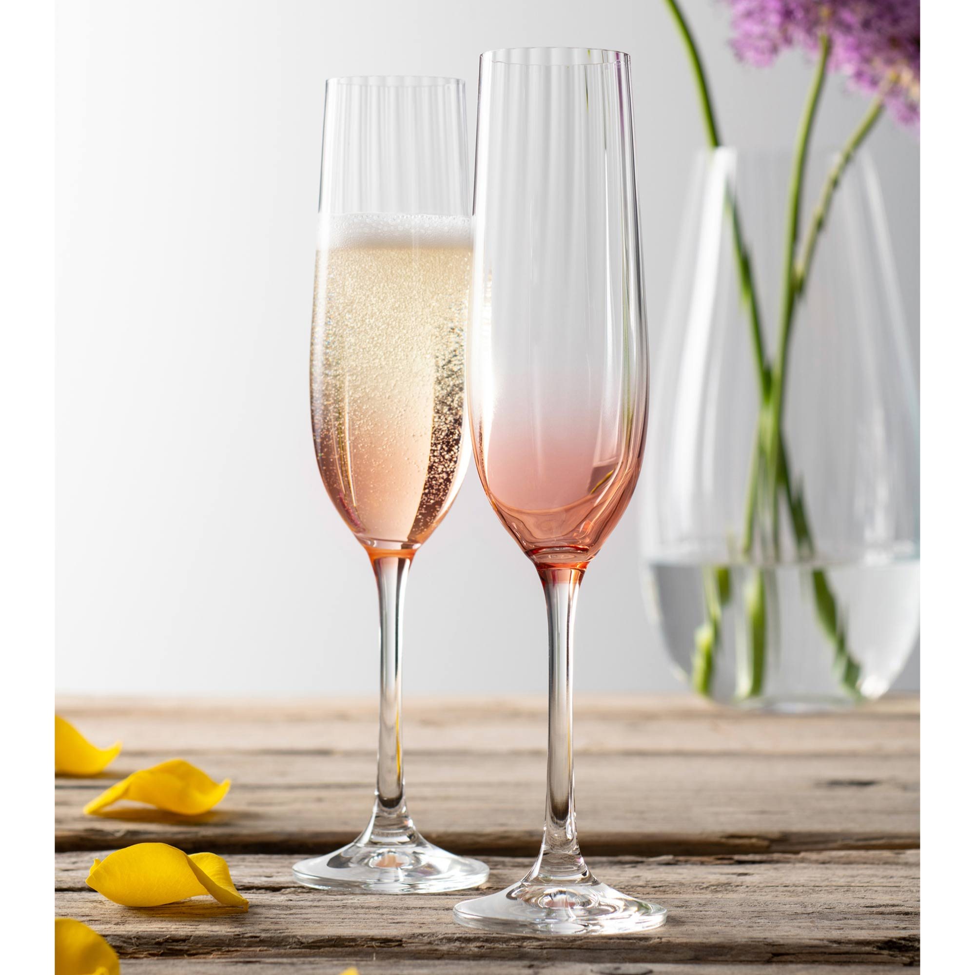 Galway Crystal Erne Champagne Flute Glasses Blush (Set Of 2) Meubles