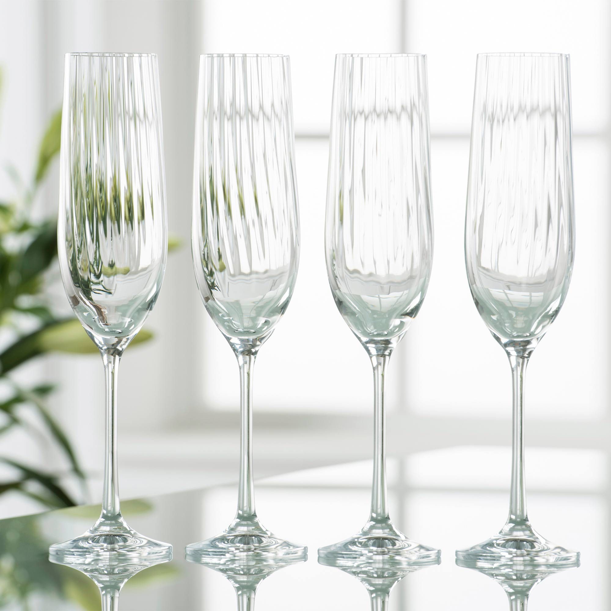 Galway Crystal Erne Champagne Flute Glasses (Set Of 4) Meubles