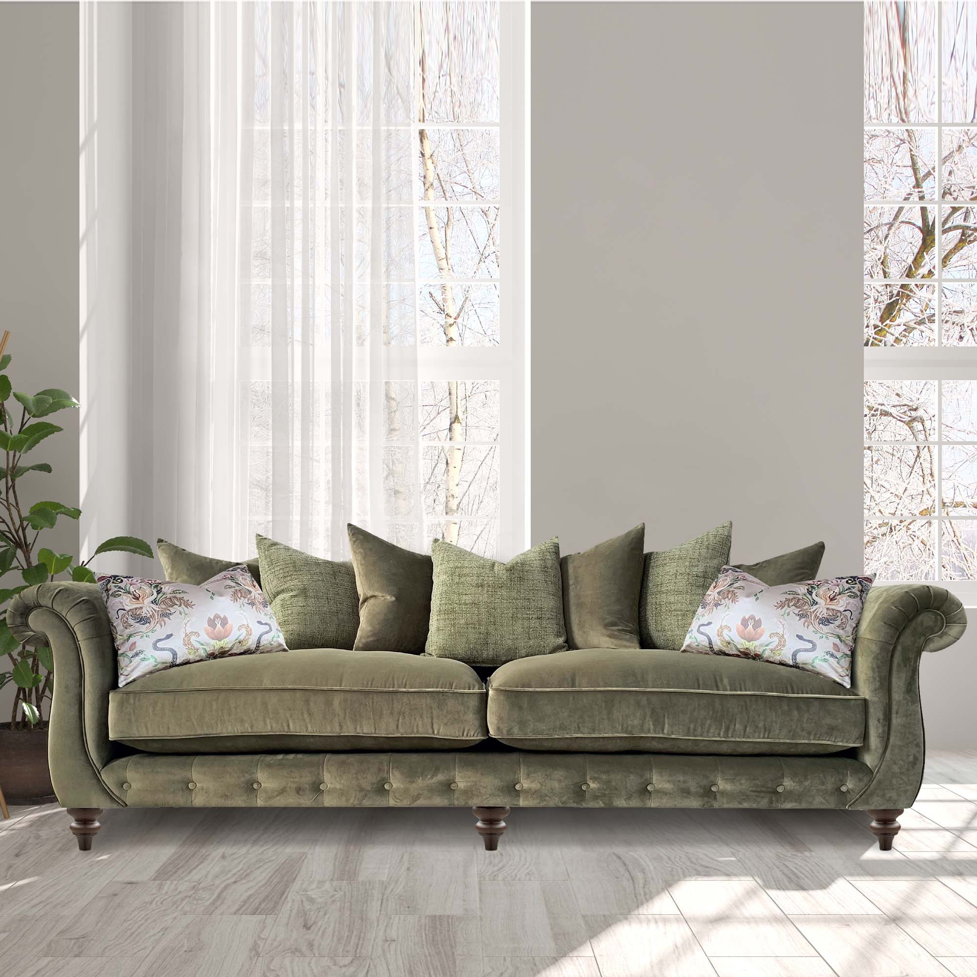 Alexander & James Utopia 4 Seater Sofa Tote Leather & Fabric Mix With