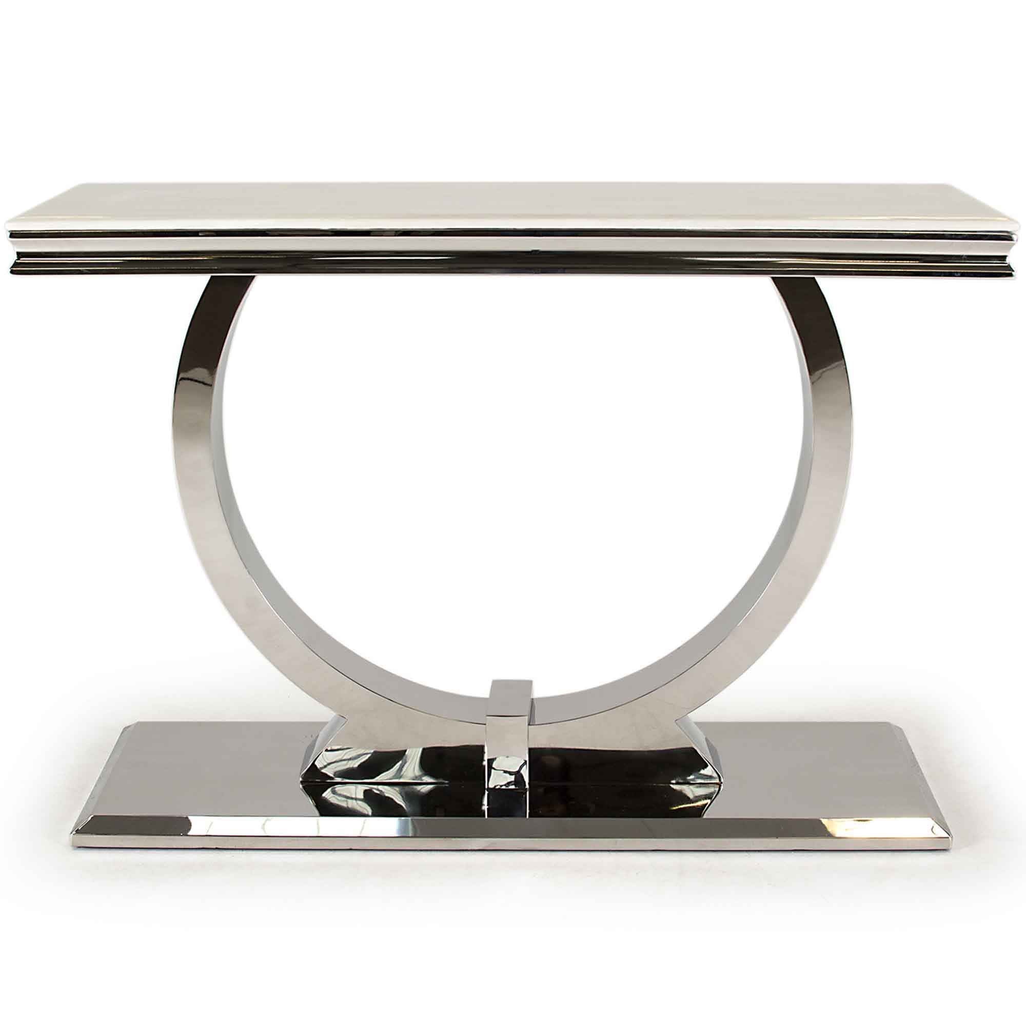 Arianna Console Table Stainless Steel & Cream Marble Top Meubles
