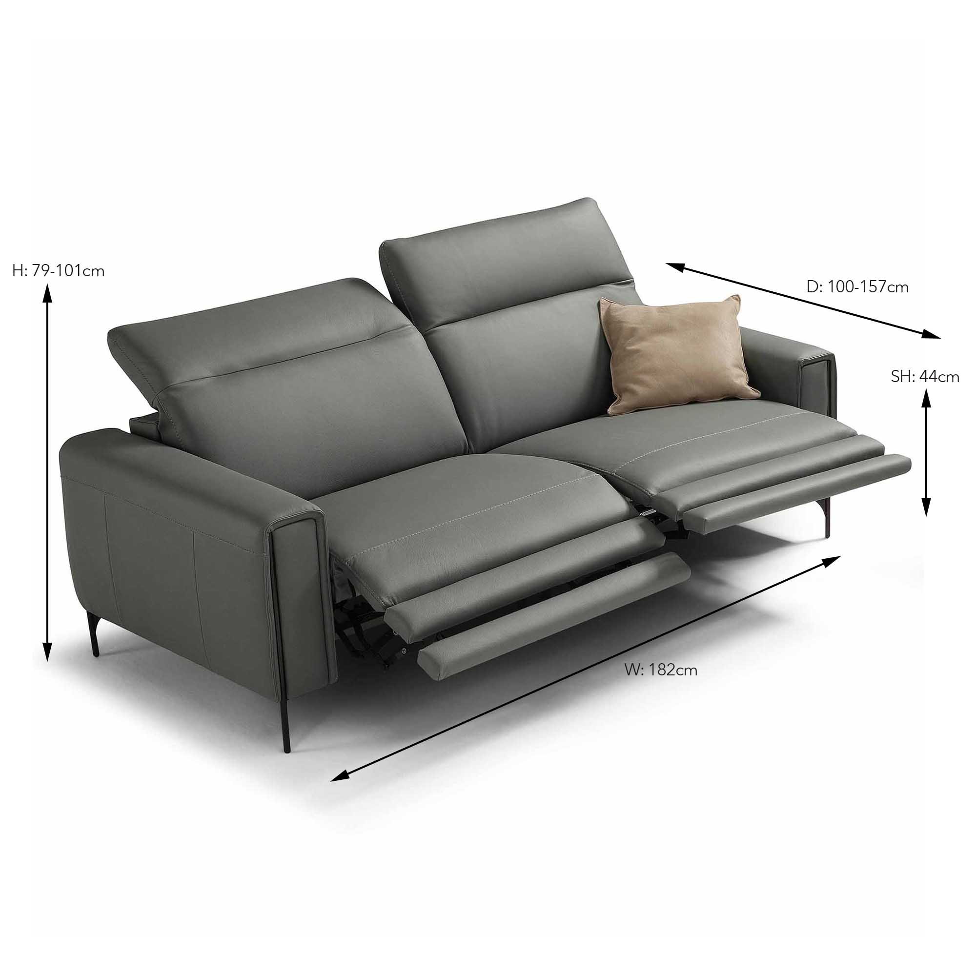 Egoitaliano Gary Electric Reclining 2.5 Seater Sofa With 2 Electric Re