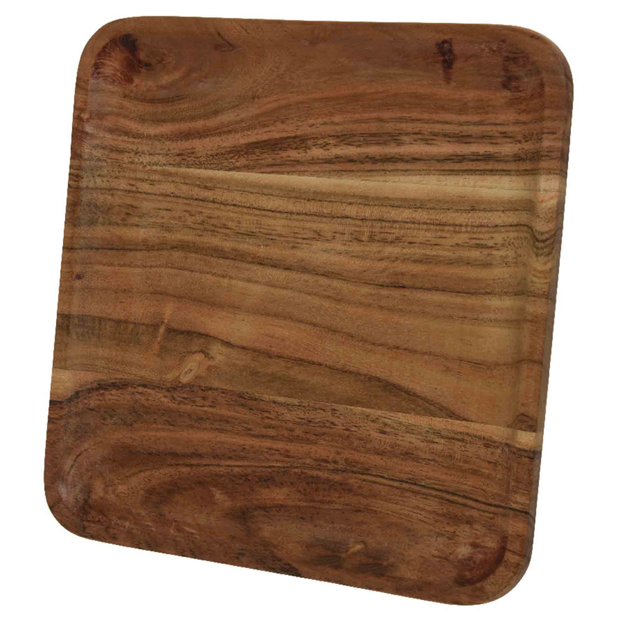 Square Acacia Wood Serving Tray Natural 20cm Meubles