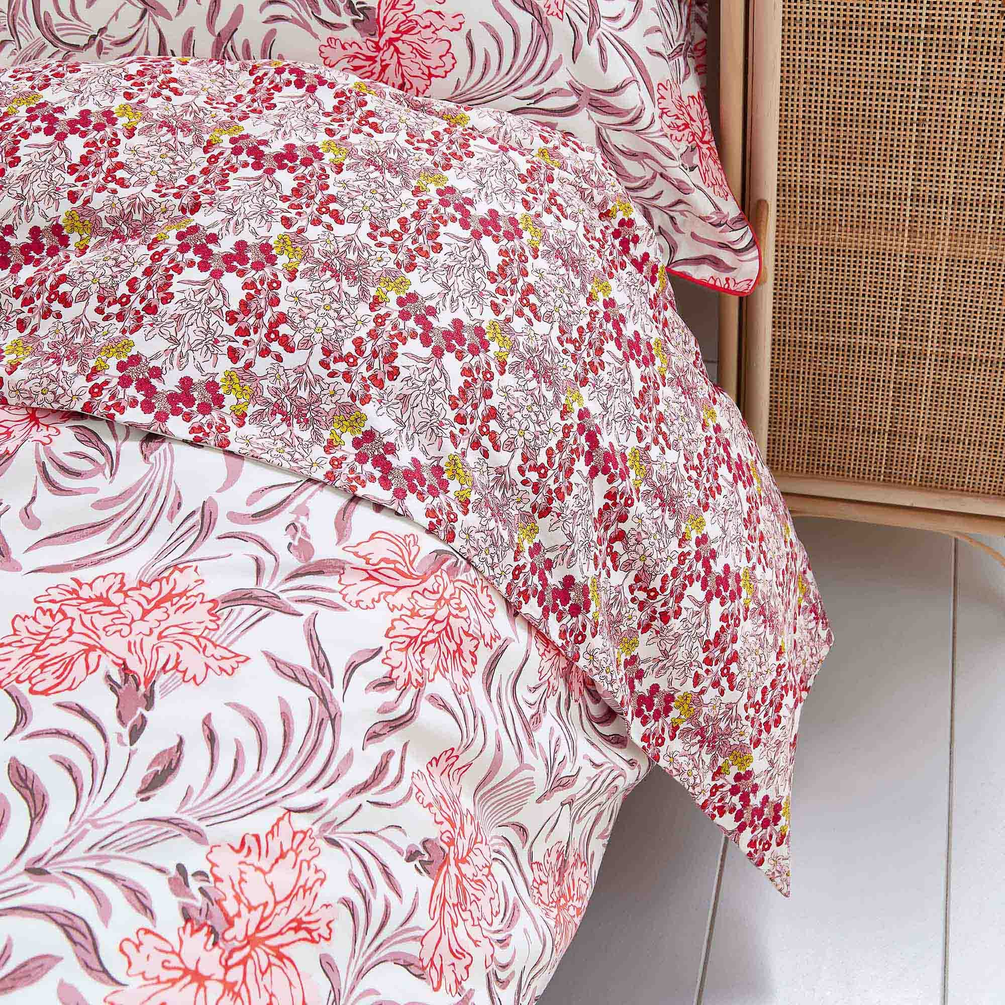 Joules Garland Floral Reversible King Duvet Cover Set Pink Meubles