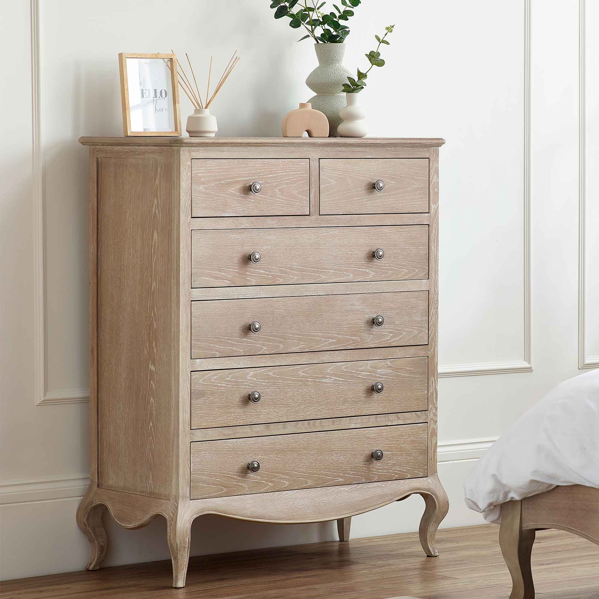 Camille 3 + 3 Drawer Chest of Drawers Limed Oak Meubles