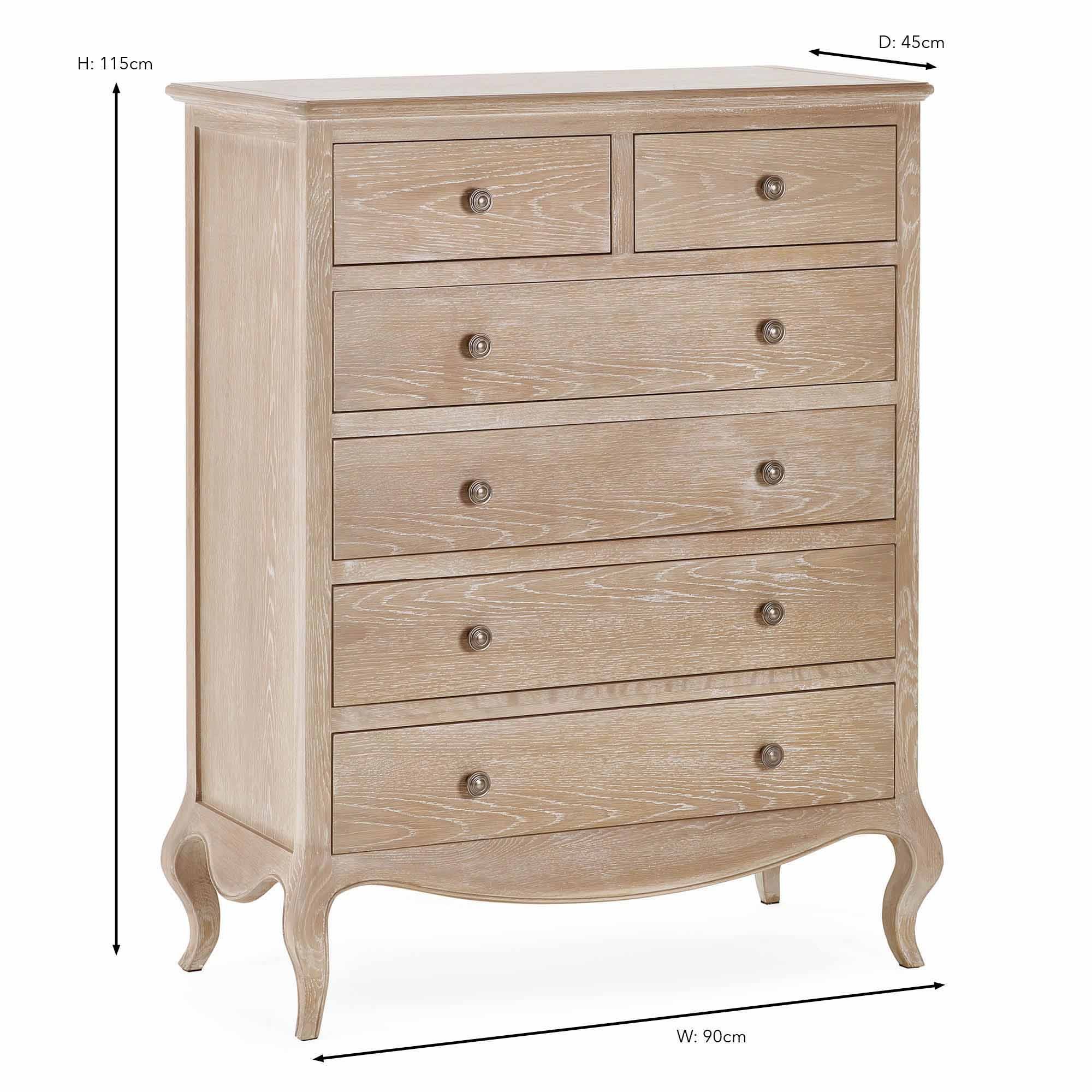 Camille 3 + 3 Drawer Chest of Drawers Limed Oak Meubles
