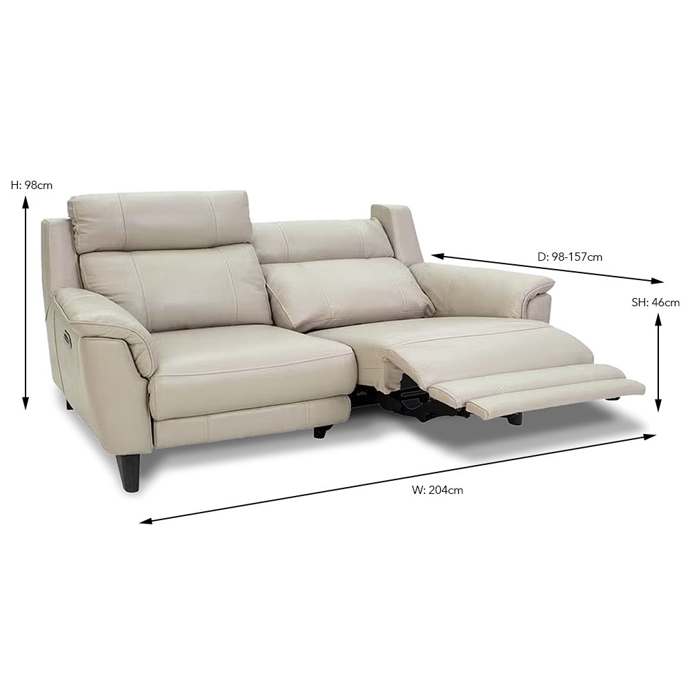 Lorenzo 3 Seater Electric Reclining Sofa Leather NW - Meubles