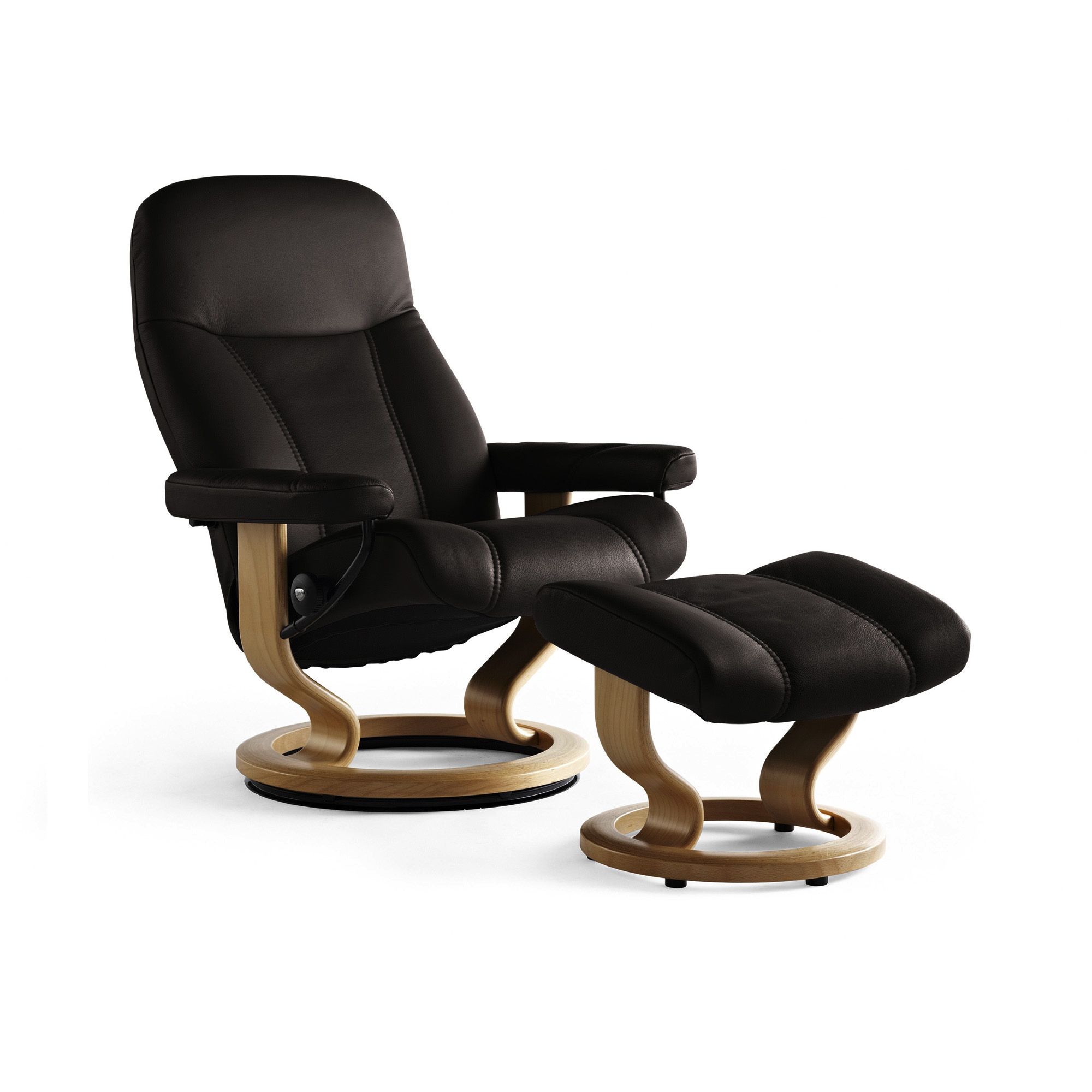 Stressless Consul Medium Chair With Classic Base + Footstool Noblesse