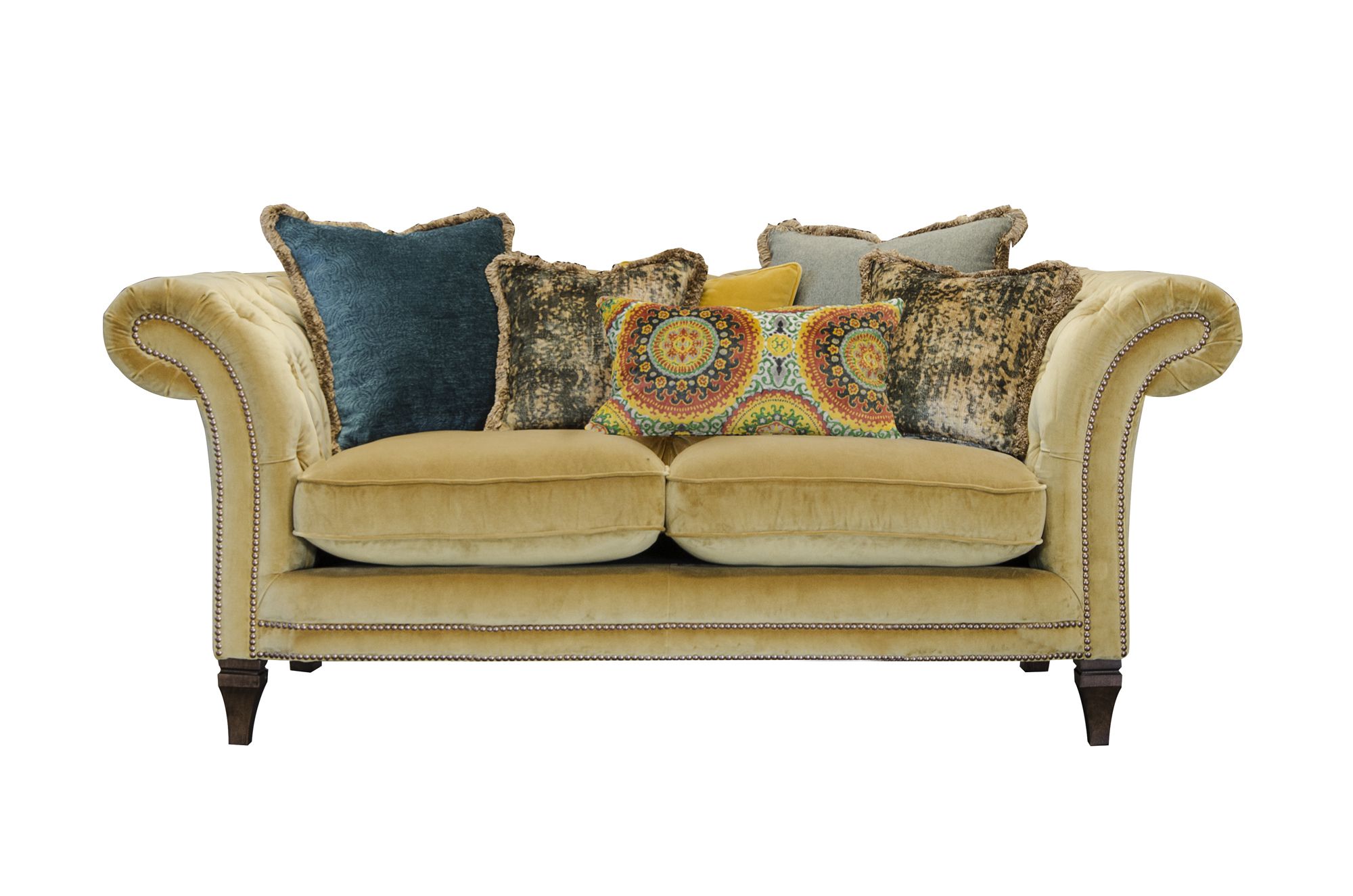 Alexander & James Eden 2 Seater Scatter Back Sofa Ochre Fabric