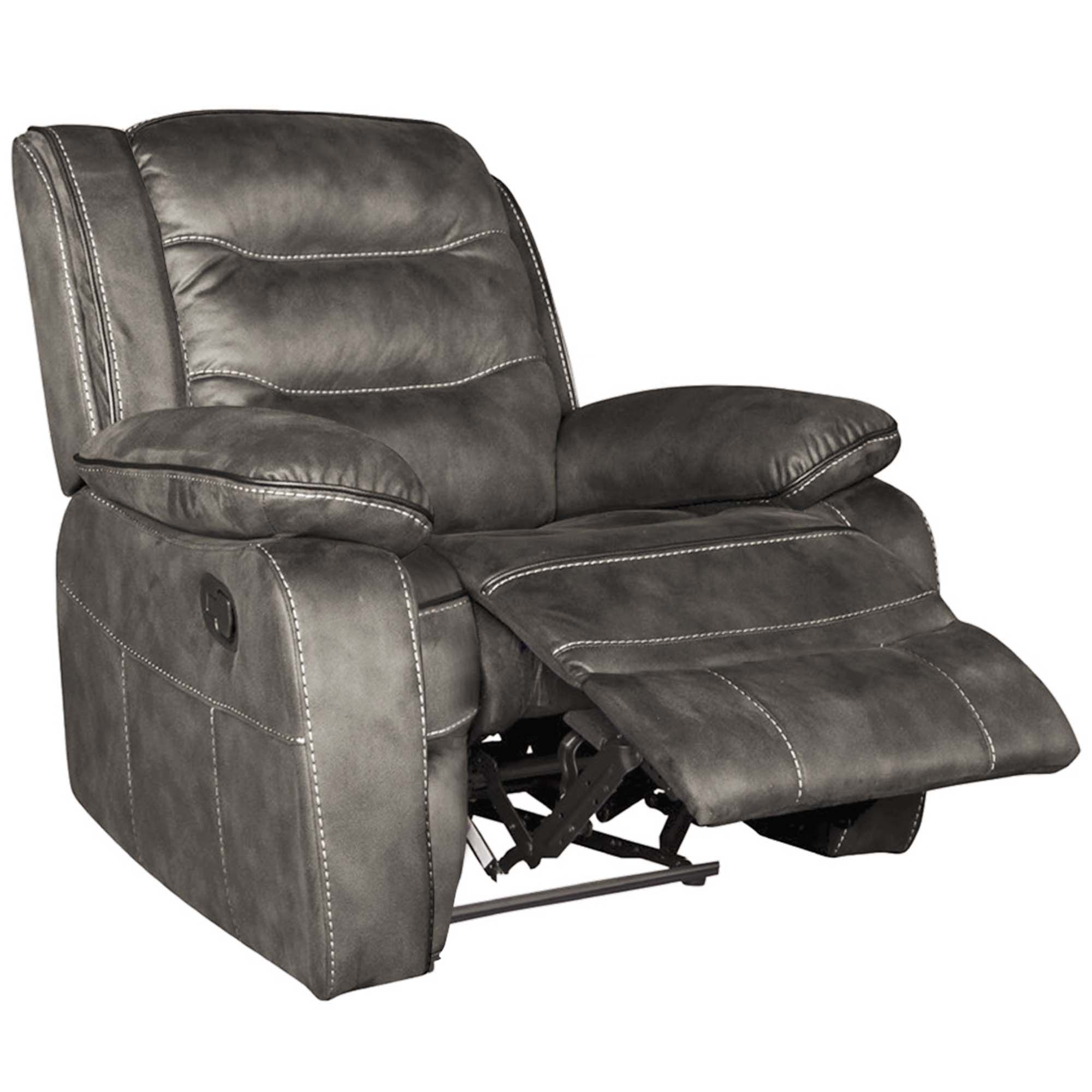 Marchesi Manual Reclining Armchair Suede Look Grey Armchairs Meubles