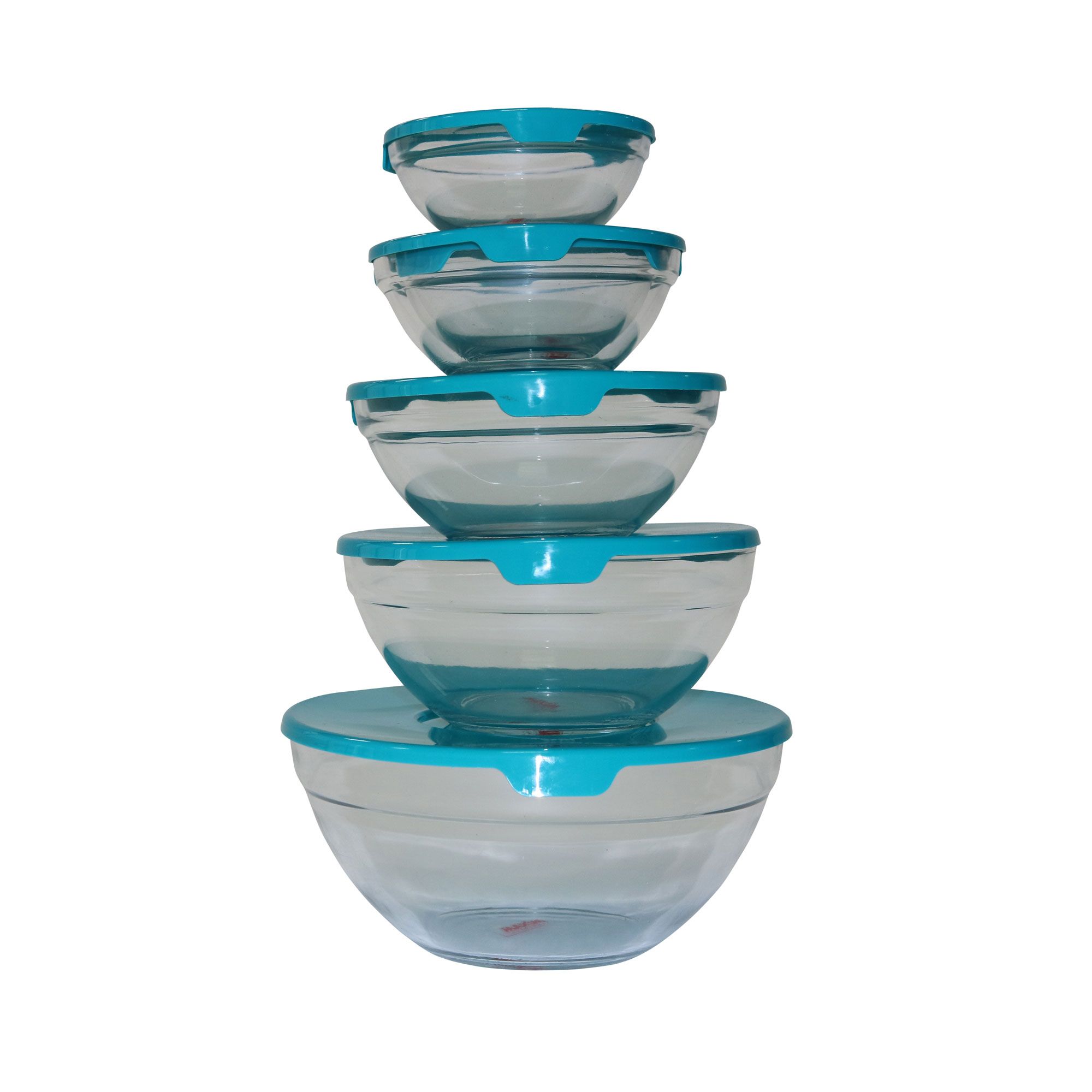 MAXIM 5 Piece Glass Bowl & Lid Stackable Set Glasses & Glassware
