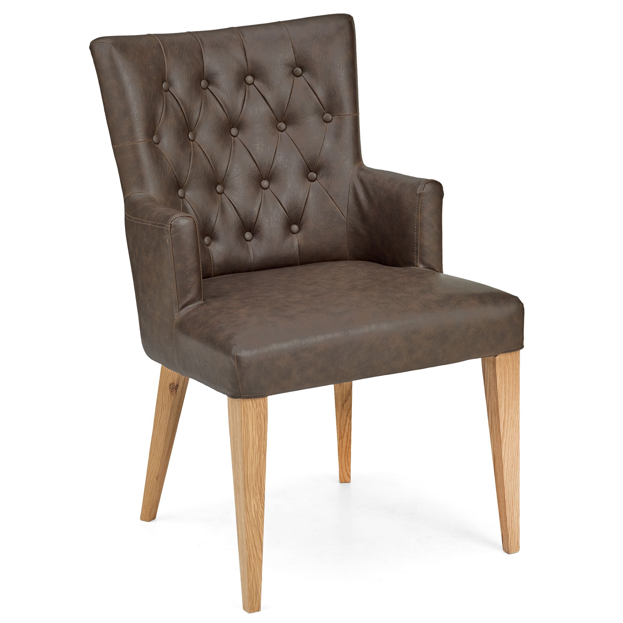 Burrswood Upholstered Carver Dining Chair Distressed Brown Faux Leather