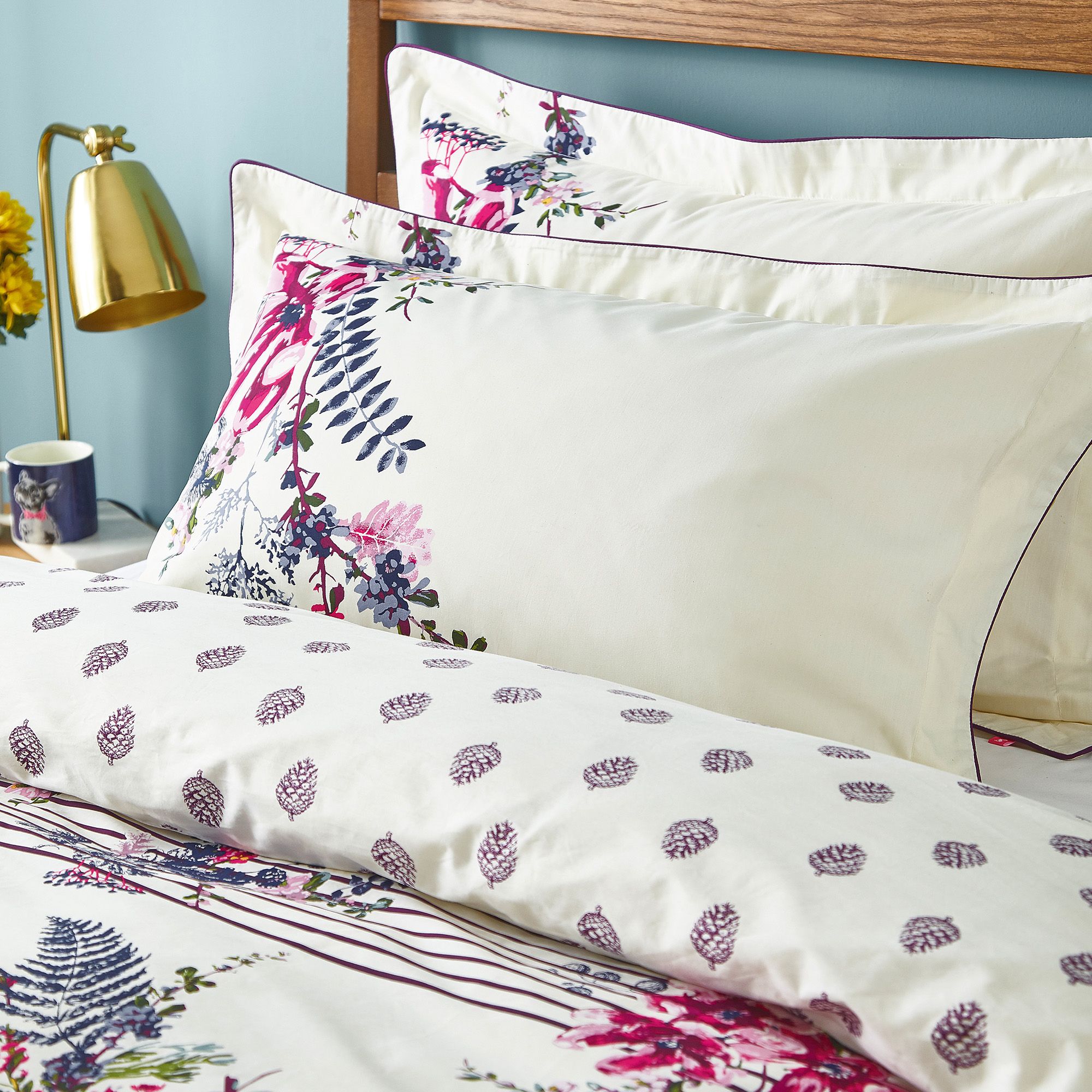 Joules Harvest Garden Oxford Pillowcase Bilberry Sheets & Pillowcases