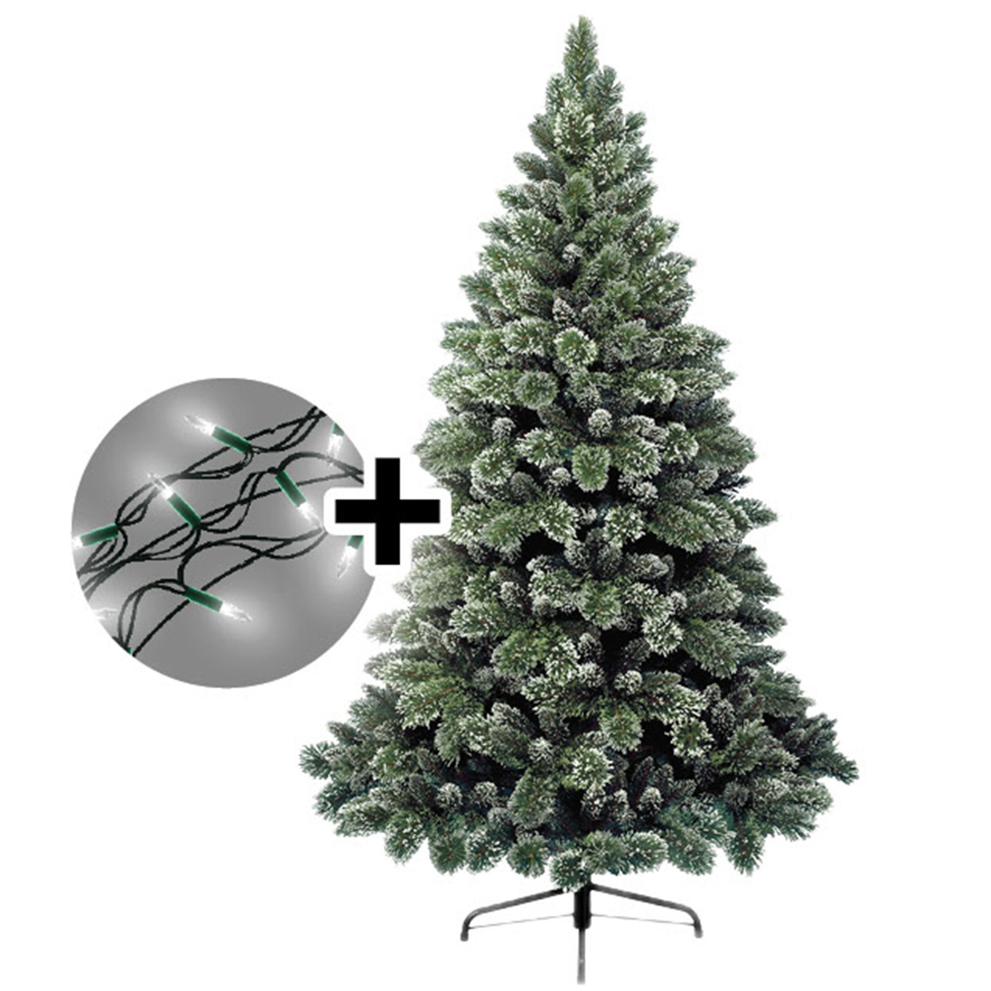 240cm/8ft Frosted Finley Tree & 1000 LED Twinkle White Lights ALL