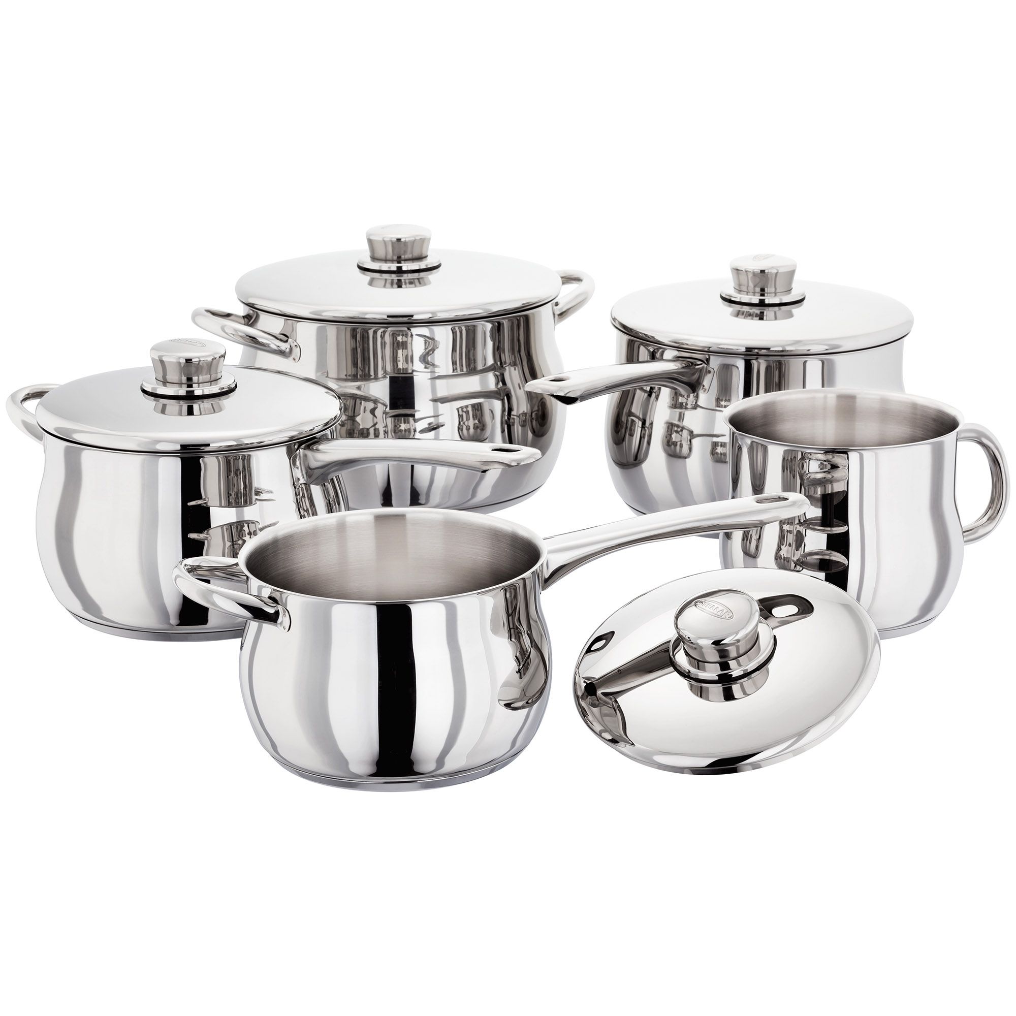 Stellar 1000 5 Piece Deep Saucepan Set with Stock Pot Saucepans