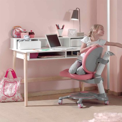 Kiddy Desk With Top Cabinet White