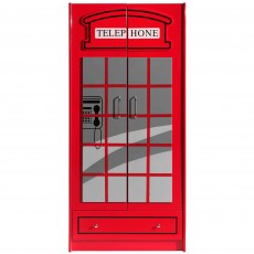 Telephone Box 2 Door Wardrobe Red