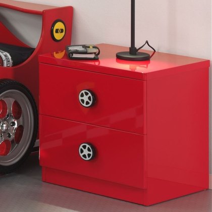 Monza 2 Drawer Bedside Locker Red