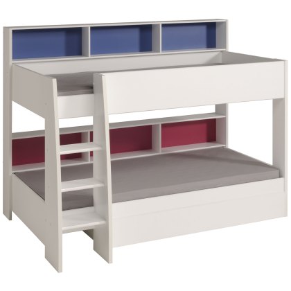 Leo Bunk Bed White With Pink & Blue Interchangeable Panels