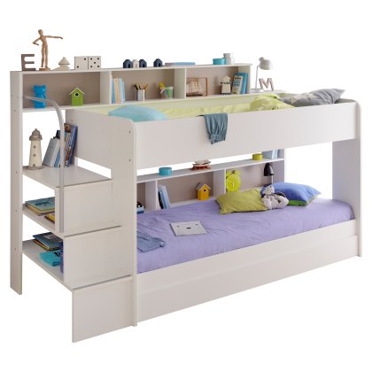 Bibop Bunk Bed White With Pink & Acacia Interchangeable Panels