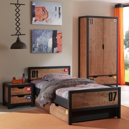 Alex Wardrobe Pine & Black (Multiple Sizes)