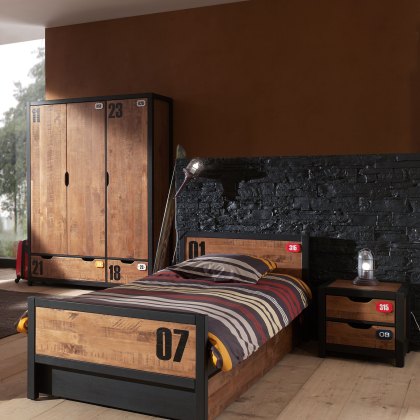 Alex 3 Door Wardrobe Pine & Black