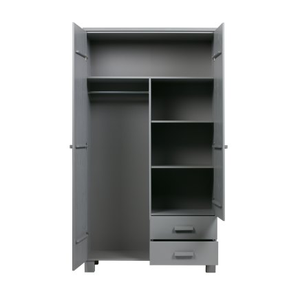 Dennis 2 Door Wardrobe + 2 Drawers Concrete Grey