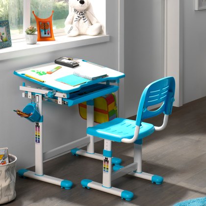 Comfortline Adjustable & Tiltable Study Desk Including Adjustable Chair Blue