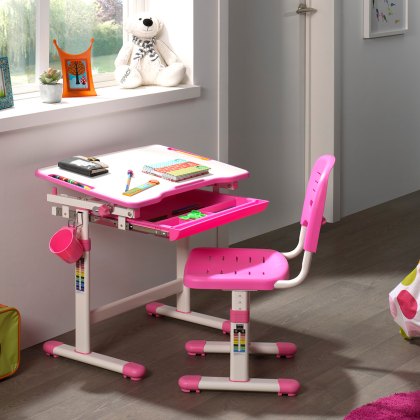 Comfortline Adjustable & Tiltable Study Desk Including Adjustable Chair Pink