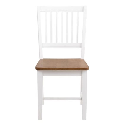 Brussels Slatted Back Dining Chair Painted White & Oak