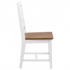 Brussels Slatted Back Dining Chair Painted White & Oak
