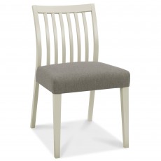 Canneto Grey Washed Oak Low Back Slatted Dining Chair Fabric Cold Steel