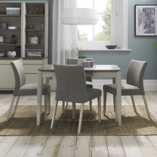 Canneto Grey Washed Oak Dining Chair Upholstered Fabric Cold Steel