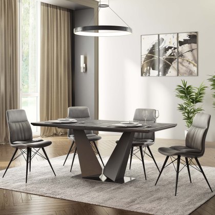 Alexa Dining Chair Faux Leather Antique Grey