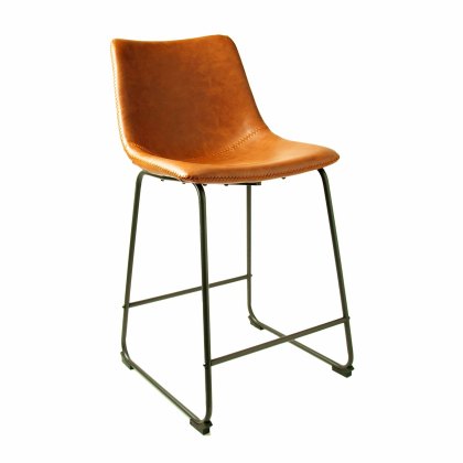 Cooper Low Bar Stool Faux Leather Tan Cooper Low Bar Stool Faux Leather Tan