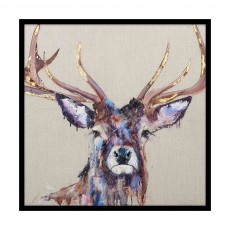 Artko Brindle Stag 105cm x 105cm Picture By Louise Luton Black Frame