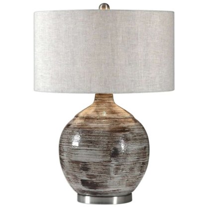Tamula Table Lamp Beige Shade with Brown & White Base