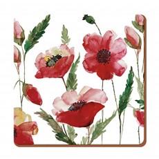 Watercolour Poppy Coasters (Set of 6)
