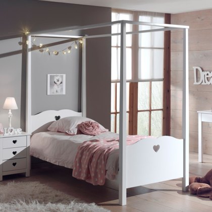 Amori Single (90cm) 4 Poster Bedstead White