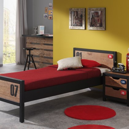 Alex Single (90cm) Bedstead Pine & Black