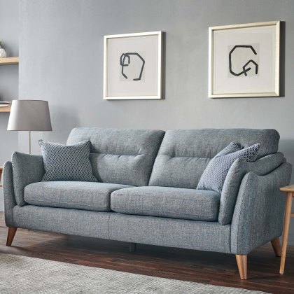 Belize 3 Seater Sofa With Electric Footrest Fabric Aqua Clean