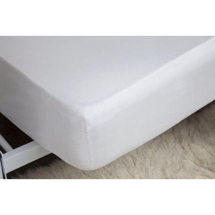 400 Thread Count 100% Cotton Fitted Sheet (12") White (Multiple Sizes)