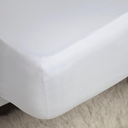 500 Thread Count Premium Blend Cotton Rich Fitted Sheet White (Multiple Sizes)