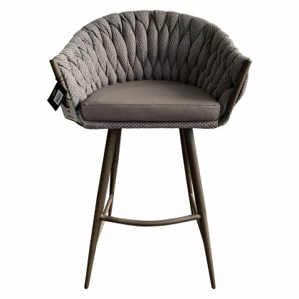 Blake High Bar Stool Fabric & Faux Leather Brown Blake High Bar Stool Fabric & Faux Leather Brown