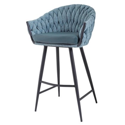 Blake Bar Stool Aquamarine Tweed, Fabric & Faux Leather