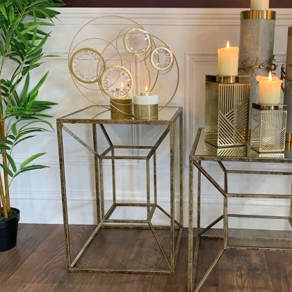 Solomon Side/Lamp Table Black & Gold