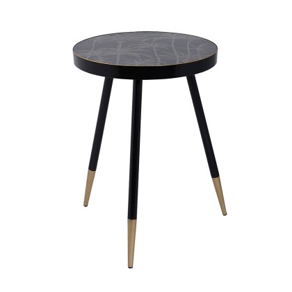 Palm Tree Side/Lamp Table Black & Gold Palm Tree Side/Lamp Table Black & Gold