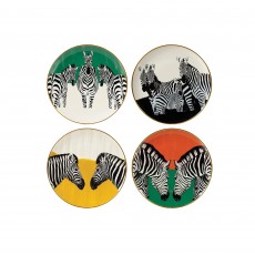 Zebra Plates Green, White, Black, Yellow & Orange (Set of 4)