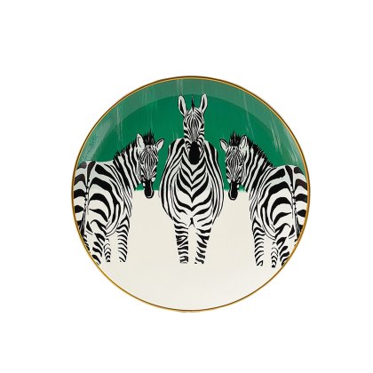 Zebra Plates Green, White, Black, Yellow & Orange (Set of 4)